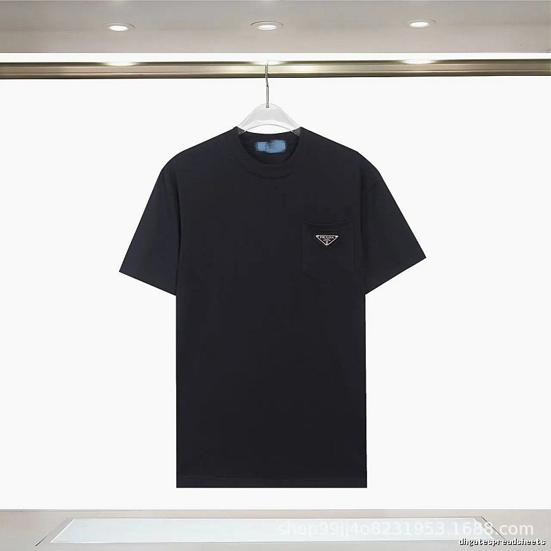 Prada Triangle Logo Minimalist Style Black Short-sleeve T-shirt