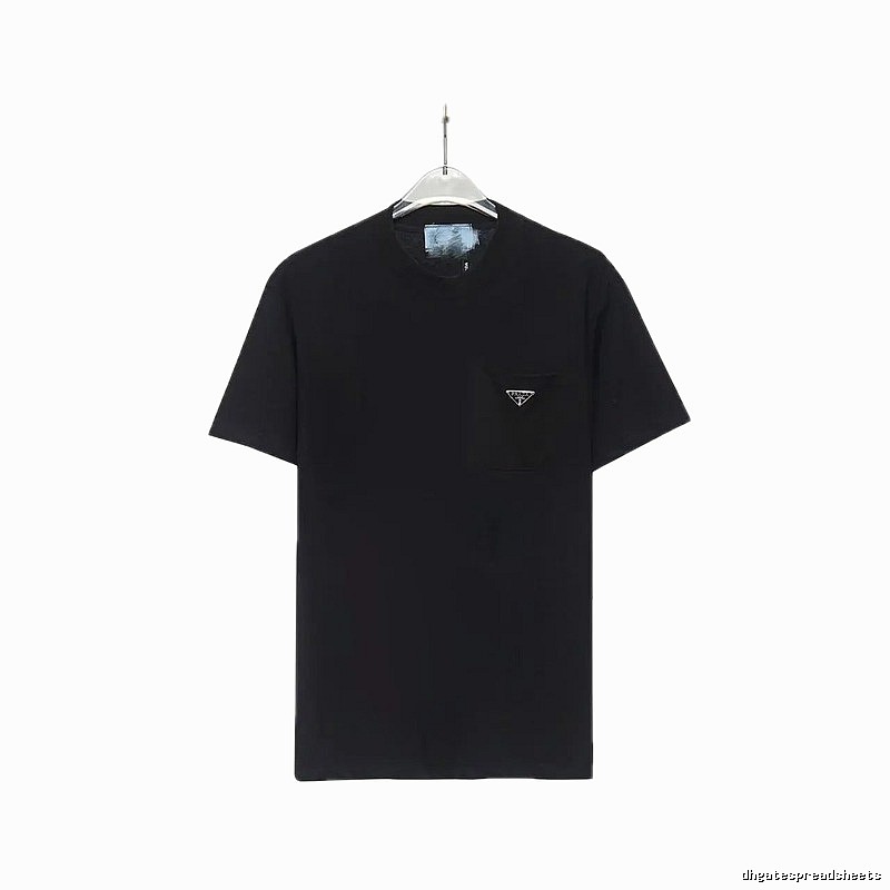 Prada Triangle Logo Minimalist Style Black Short-sleeve T-shirt