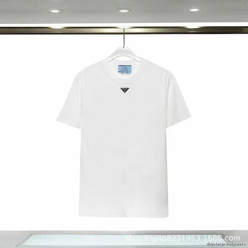 Prada Triangle Logo Minimalist Style White T-Shirt
