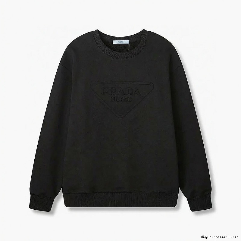 Prada triangular logo simple black sweatshirt
