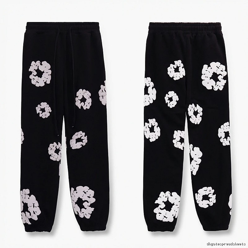 Printed casual black pants with DENIM TEARS style