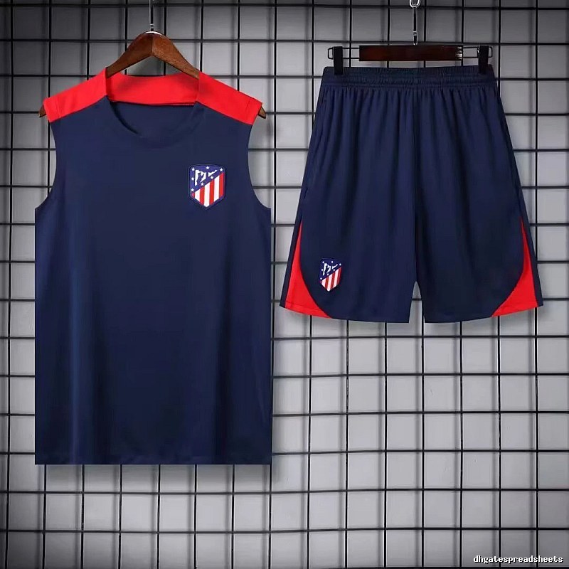 Real Madrid Lightweight Training jersey set Navy Sleeveless Top for Gift Ideas