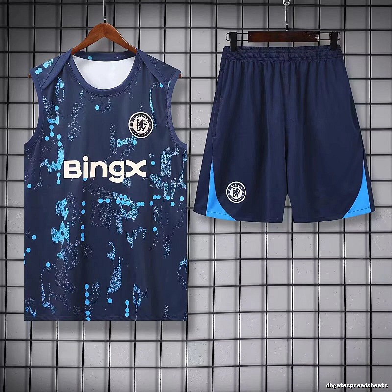 Real Madrid Summer Training jersey set Navy Sleeveless Top with Bold Graphic