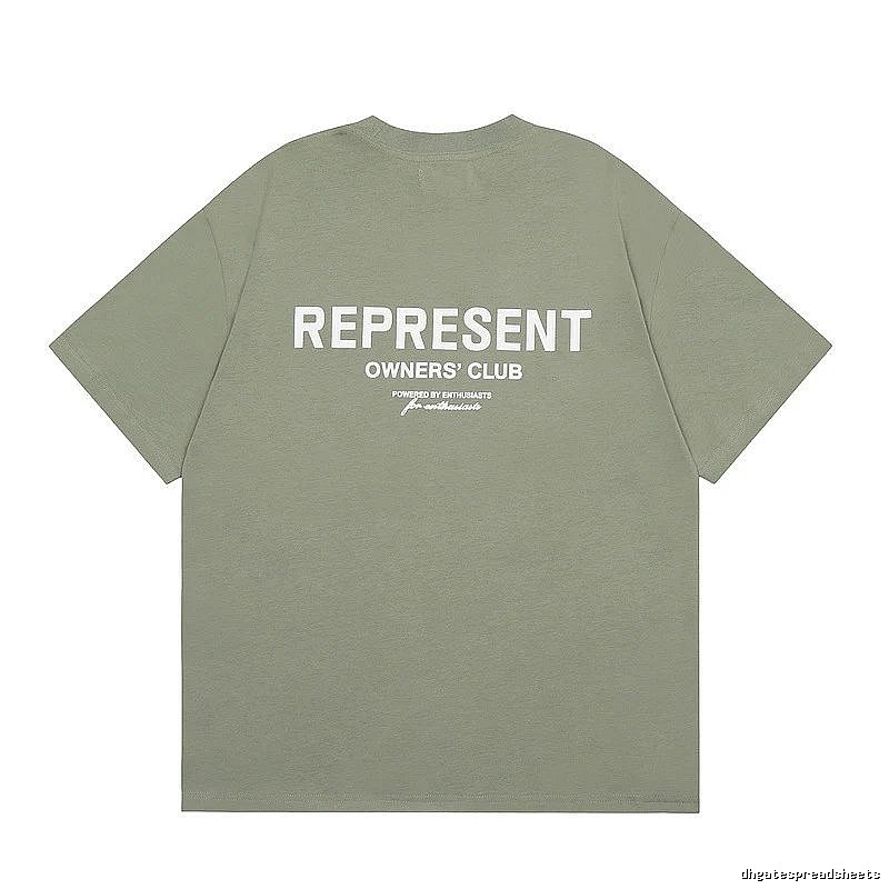 Represent Army Green Style 868 Owners Club T-Shirt Signature Detail Logo