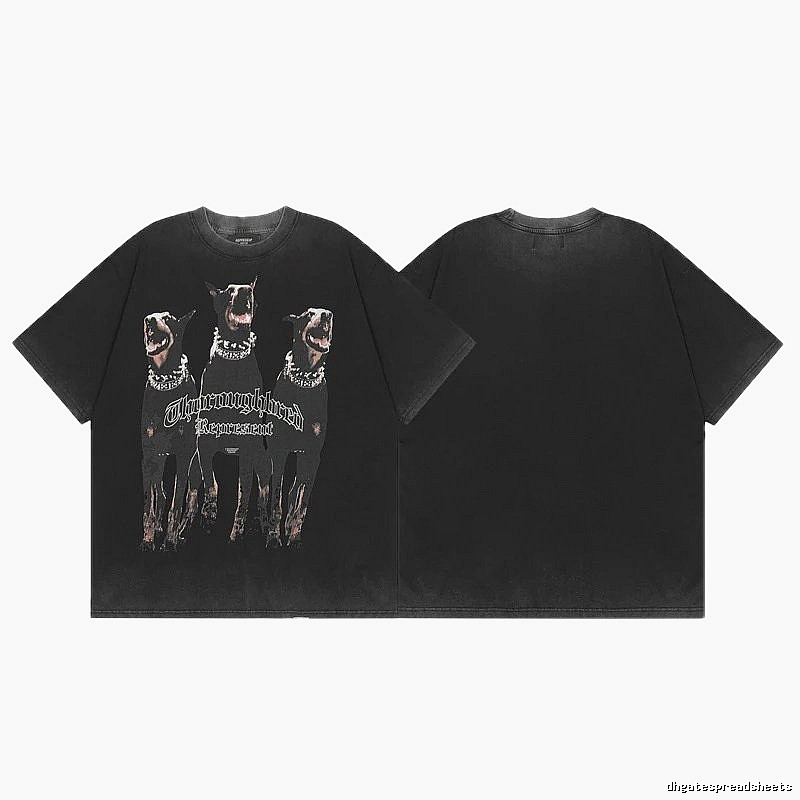 Represent Doberman Print Vintage Style Black Short-sleeve T-shirt