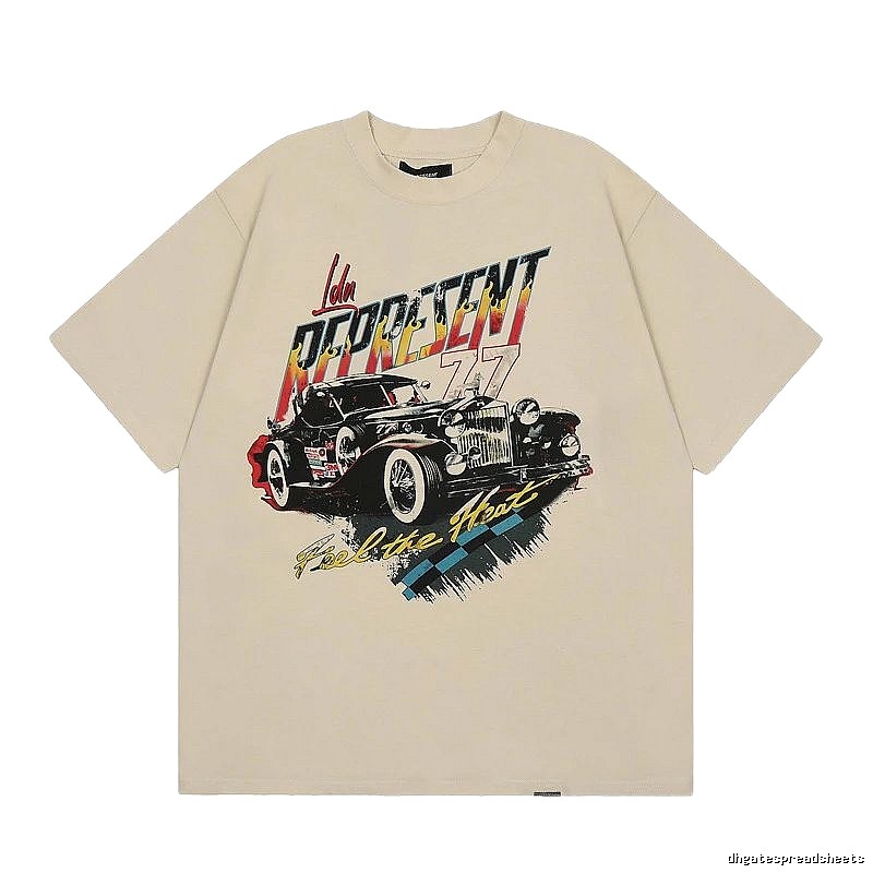 Represent Vintage Classic Car Printed Beige Short-sleeve T-shirt