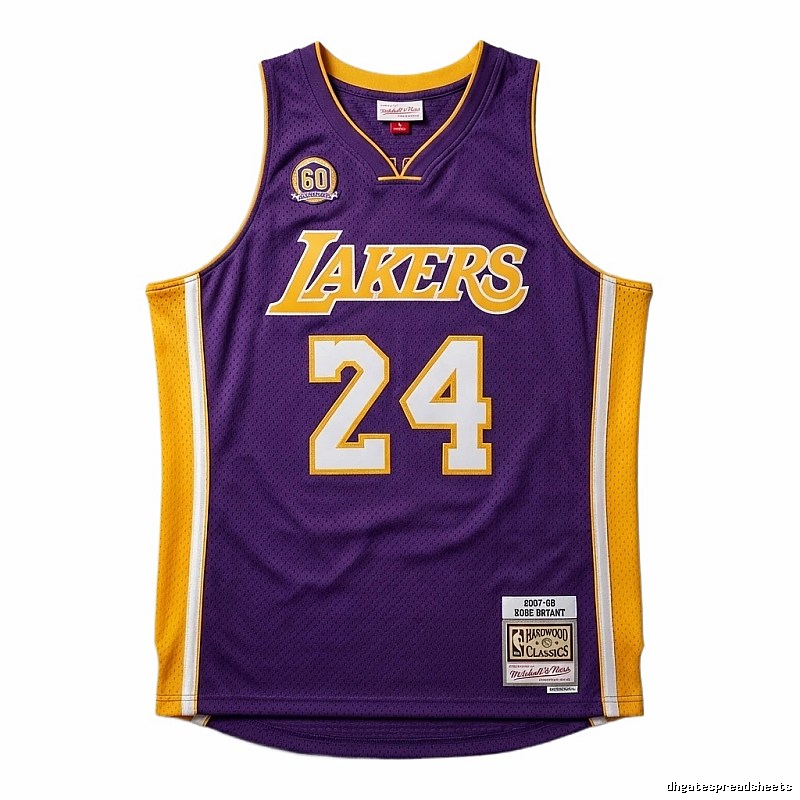Retro purple and yellow jersey of the Kobe Lakers