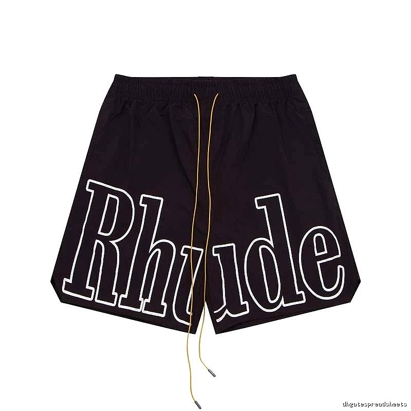 RHUDE letter-style black shorts