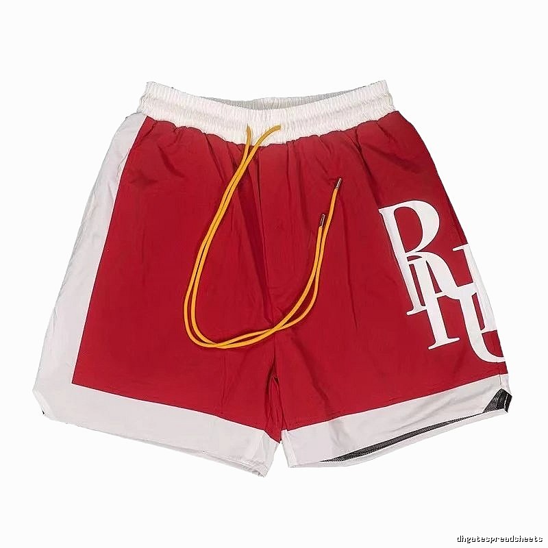 RHUDE Red and White Contrast Color Sports Shorts
