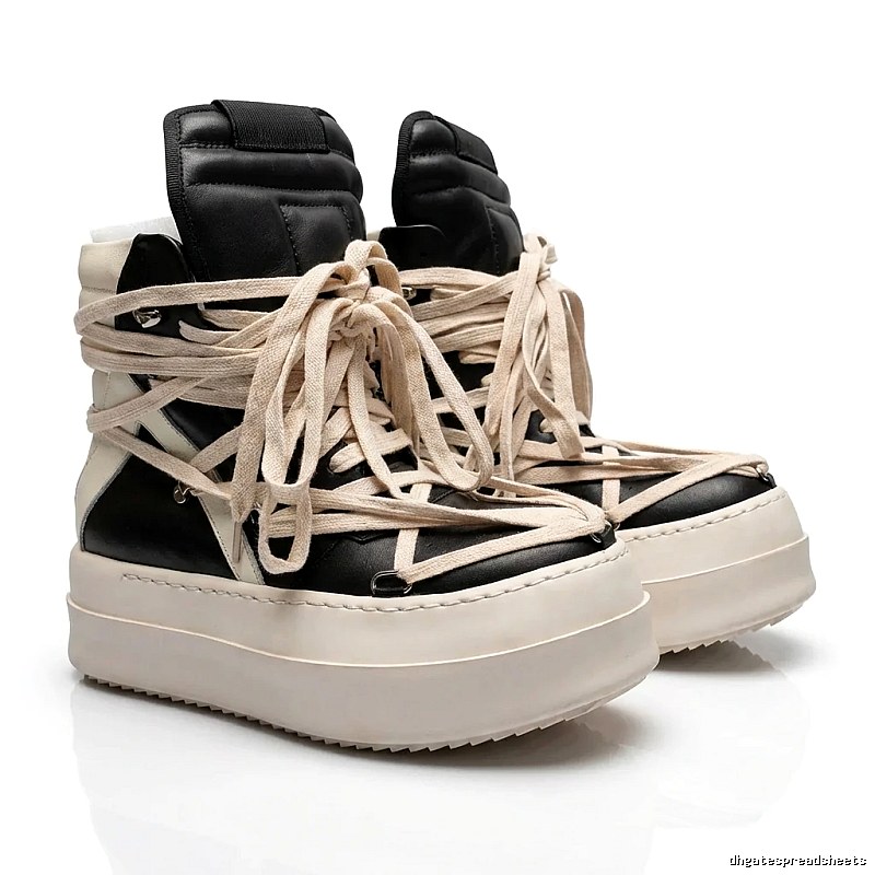 Rick Owens dark style black and white high-top shoes