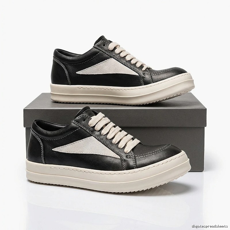 Rick Owens retro-style black and grey skate shoes