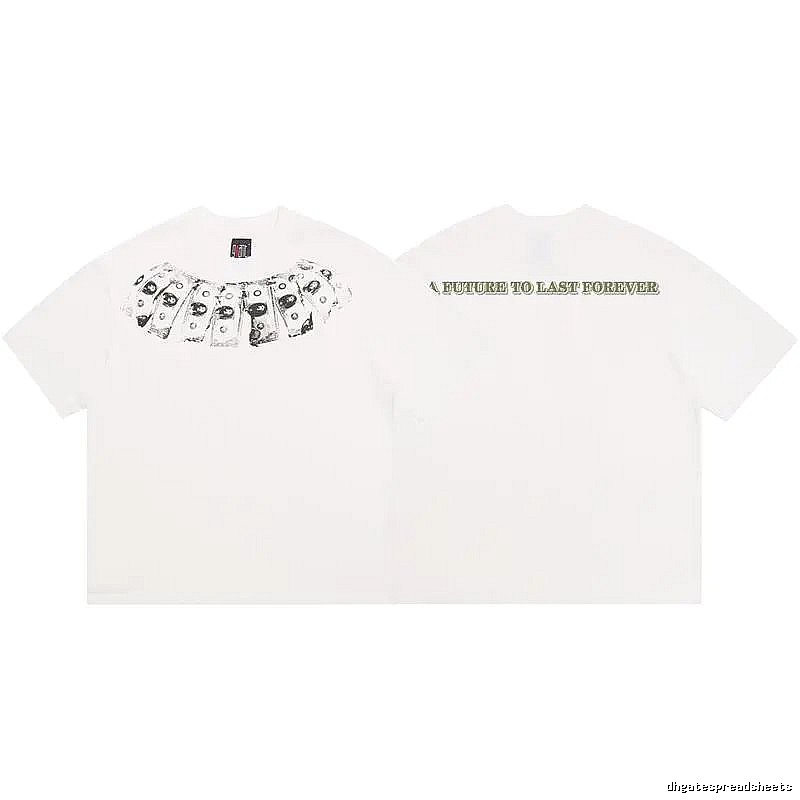 SAINT Dollar Bill Print Street Style White T-Shirt