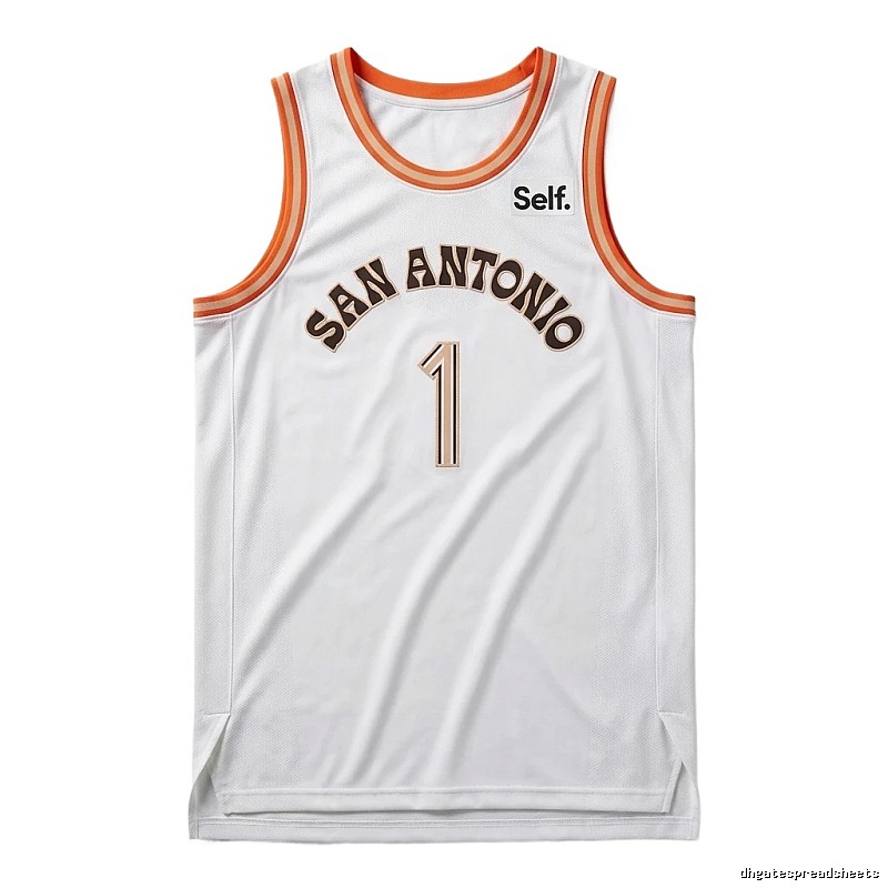 Self. Spurs white and orange basketball jersey