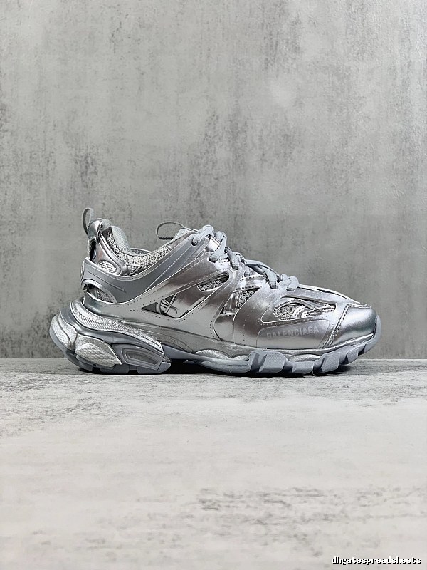 Silver Runner Sneaker by Balenciaga with Silver Layered Runner Side Profile