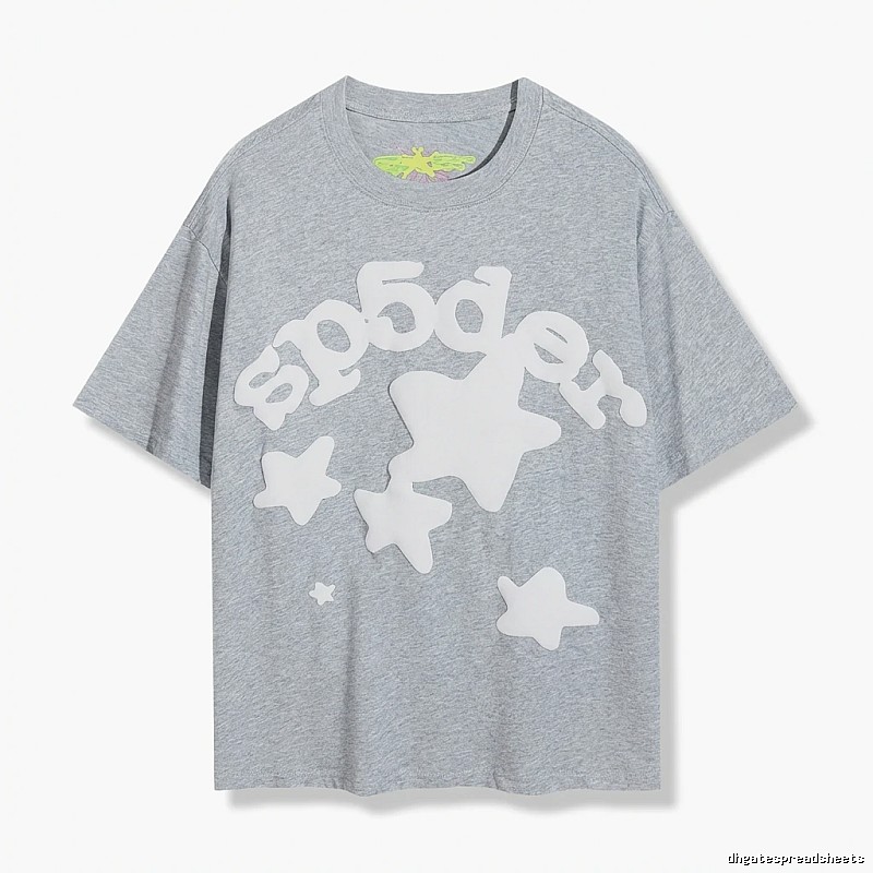 Sp5der Gray T-shirt with Star Print