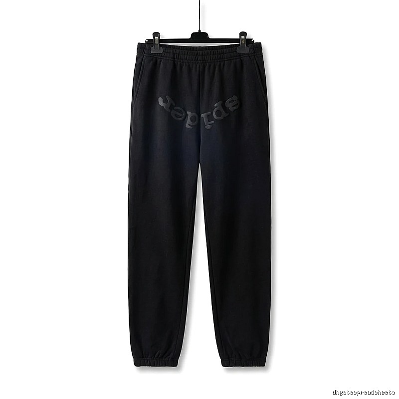 Sp5der Letter Trendy brand Black Sweatpants