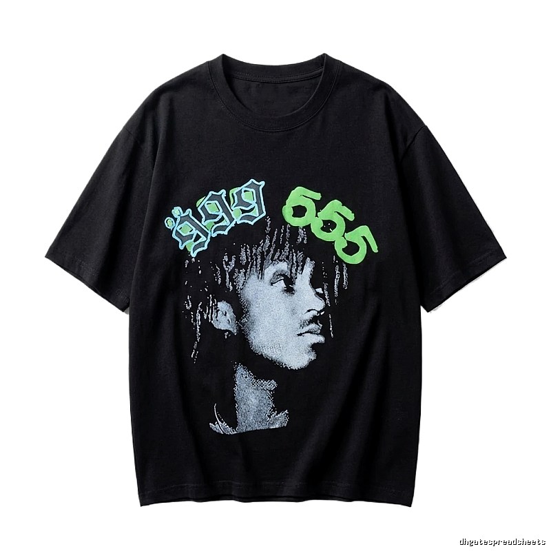 Sp5der Portrait Print Trendy Black T-shirt