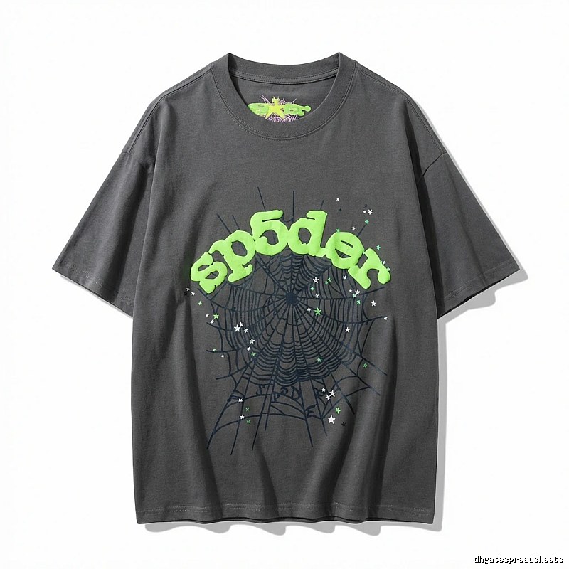Sp5der Spider Web Trendy Cool Gray T-shirt