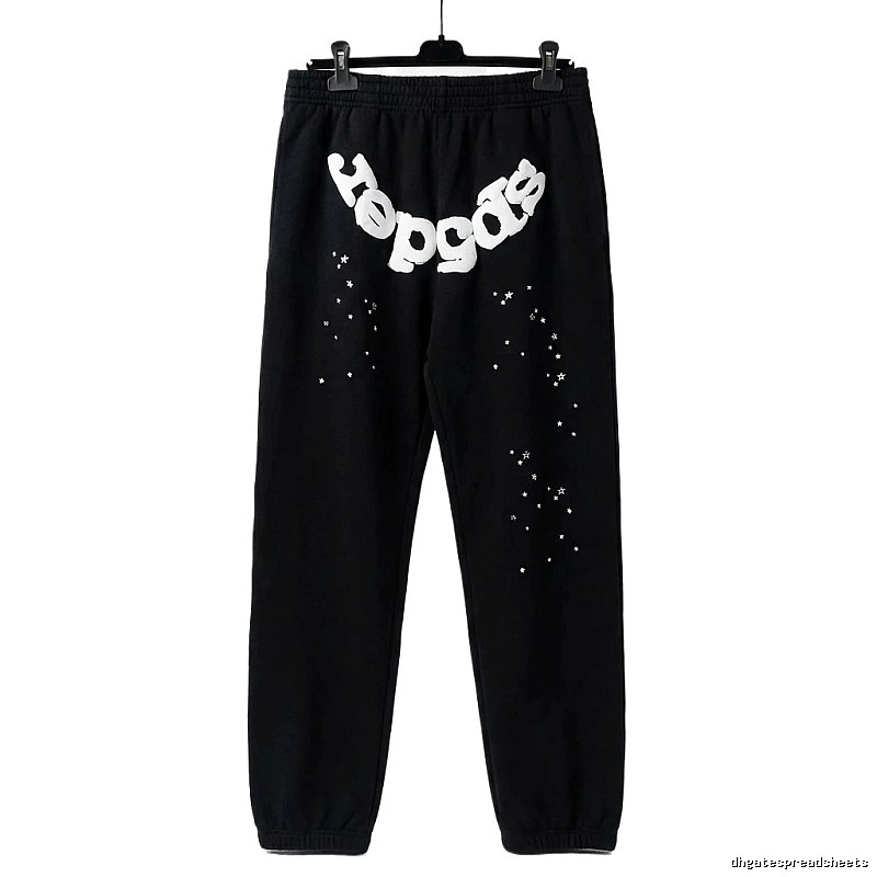 Sp5der Star Print Trendy and Cool Black Pants