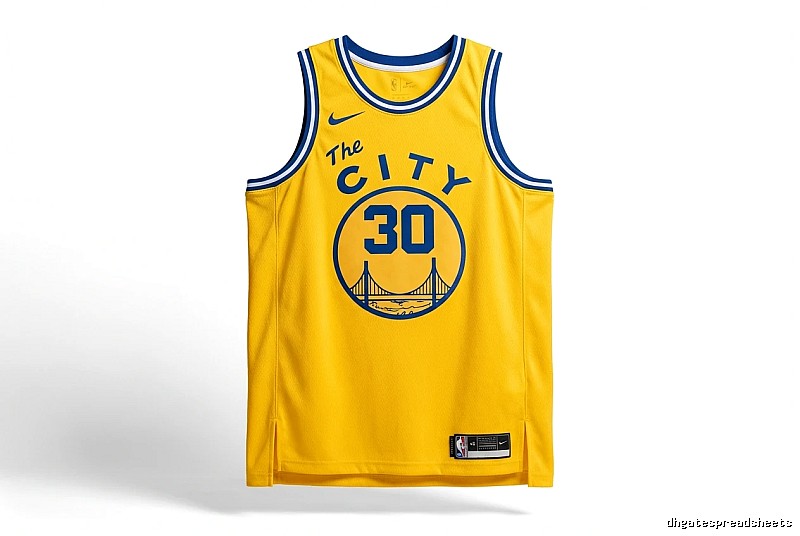 Stephenen Curry's No. 30 yellow basketball jersey.