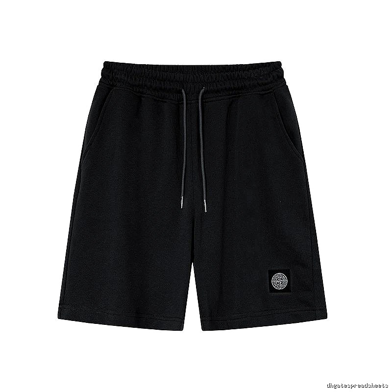 Stone Island Badge Casual Style Black Sports Shorts