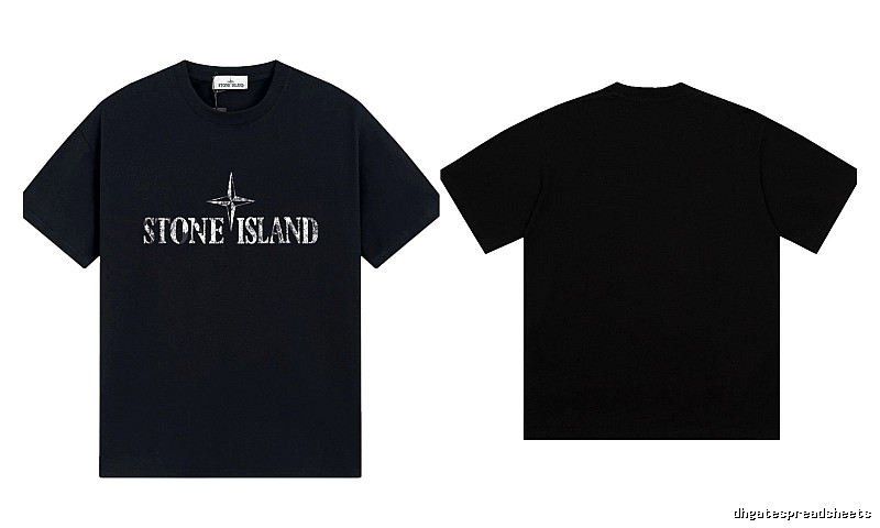 Stone Island Classic Distressed Street Style Black Short Sleeve T-Shirt