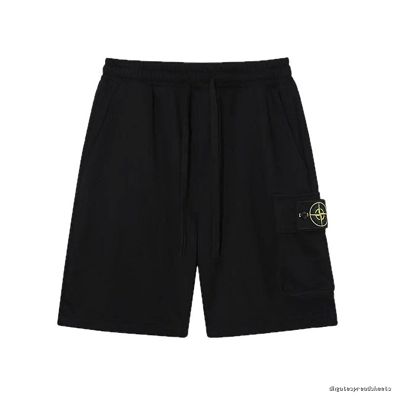 Stone Island Compass Logo Workwear Style Black Shorts