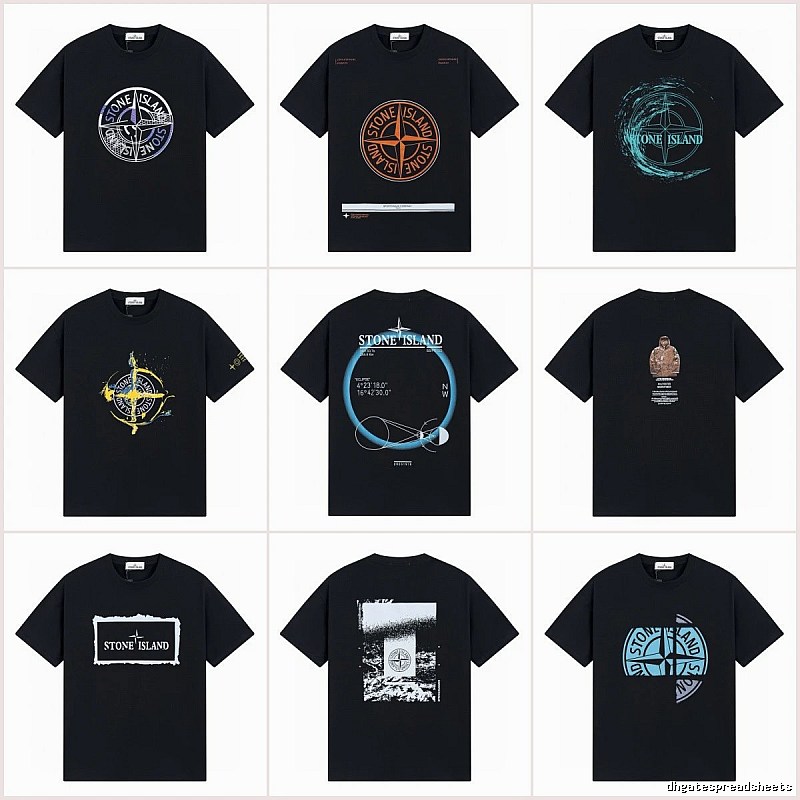 Stone Island Compass Print Street Style Black T-Shirt