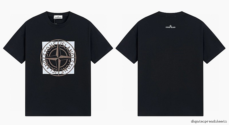 Stone Island Compass Print Street Style Black T-Shirt