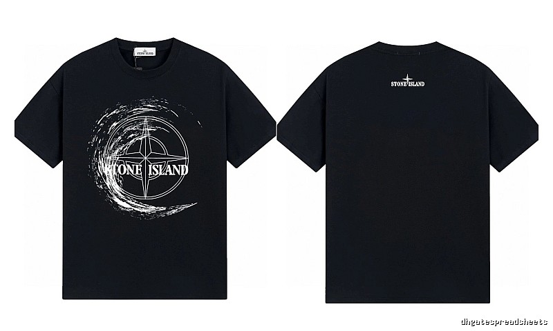 Stone Island Compass Print Street Style Black T-Shirt