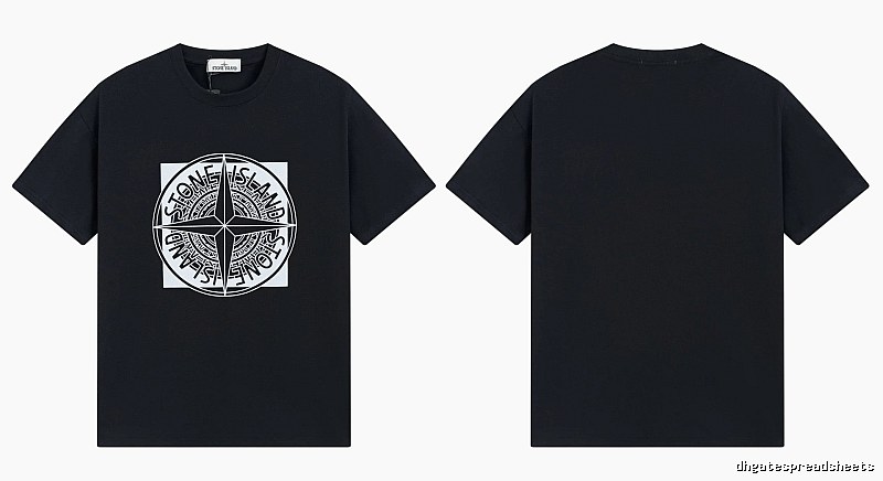 Stone Island Compass Print Street Style Black T-Shirt