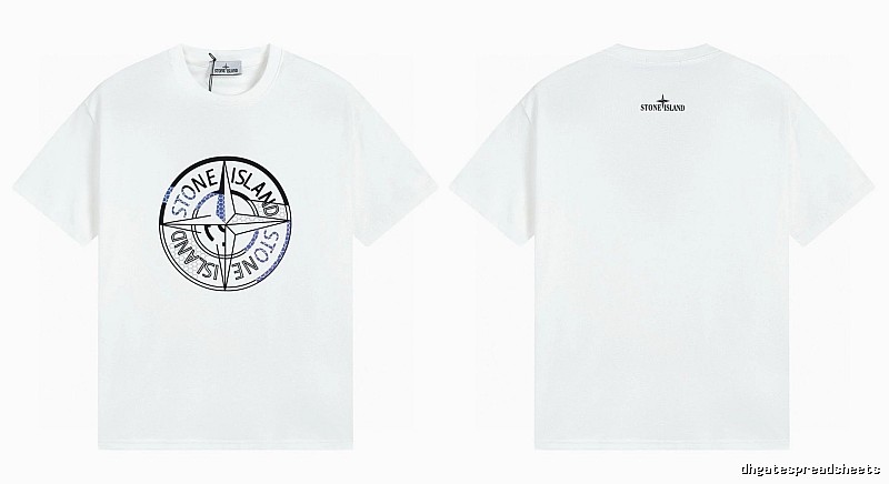 Stone Island Compass Print Street Style White T-shirt