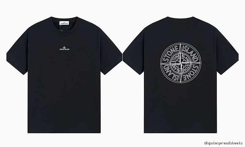 Stone Island Compass Print Trendy Cool Black T-Shirt