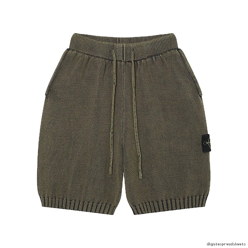 Stone Island Compass Techwear Style Olive Green Knit Shorts