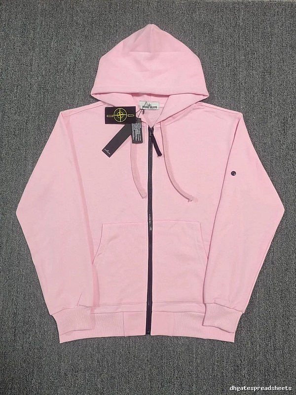 Stone Island Pink Zip Hoodie Casual Layering