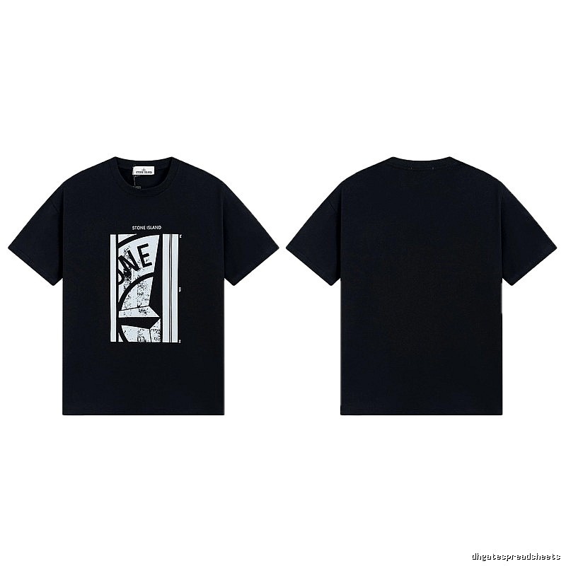 Stone Island Printed Street Style Black T-shirt