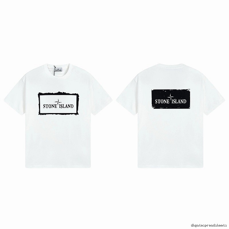 Stone Island Printed Street Style White Short Sleeve T-Shirt