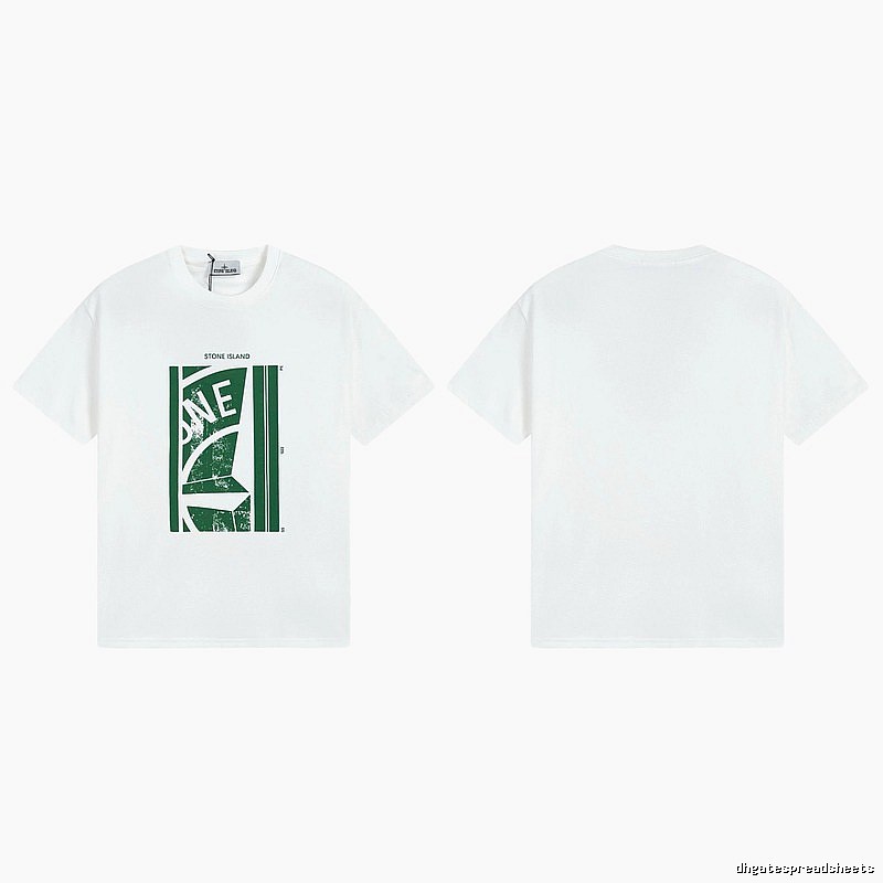 Stone Island Printed Street Style White Short Sleeve T-Shirt