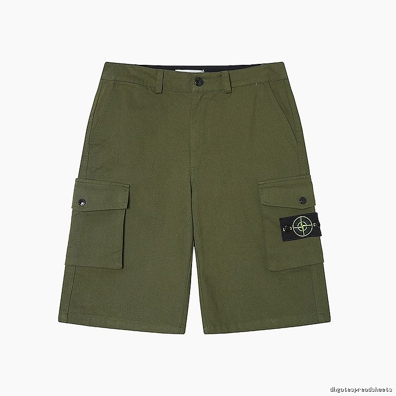 Stone Island Techwear Style Army Green Cargo Shorts