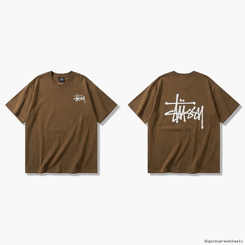Stussy basic simple style coffee-colored T-shirt