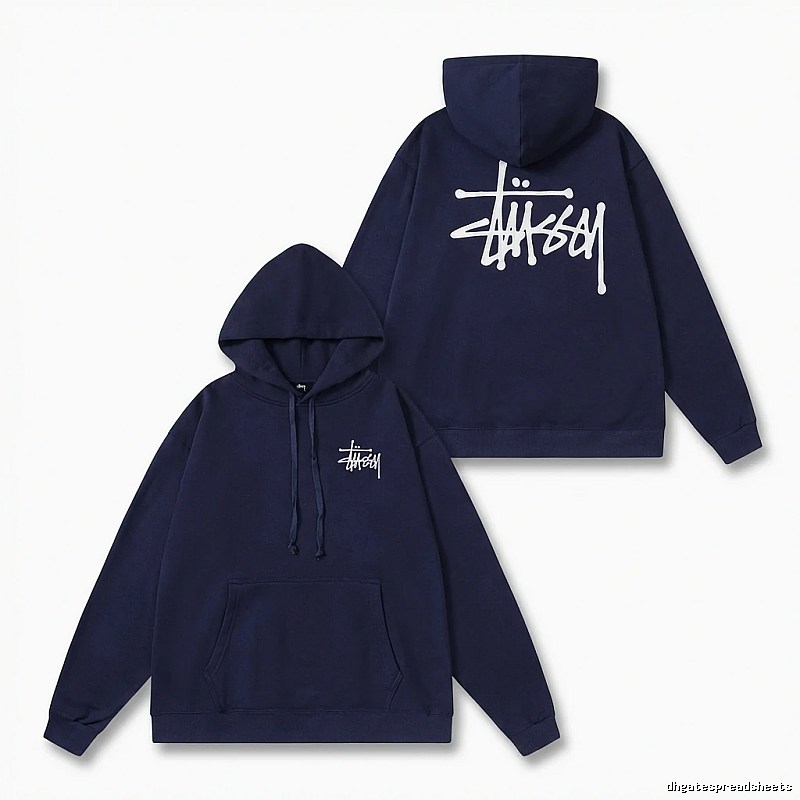 Stussy basic simple style navy blue hoodie