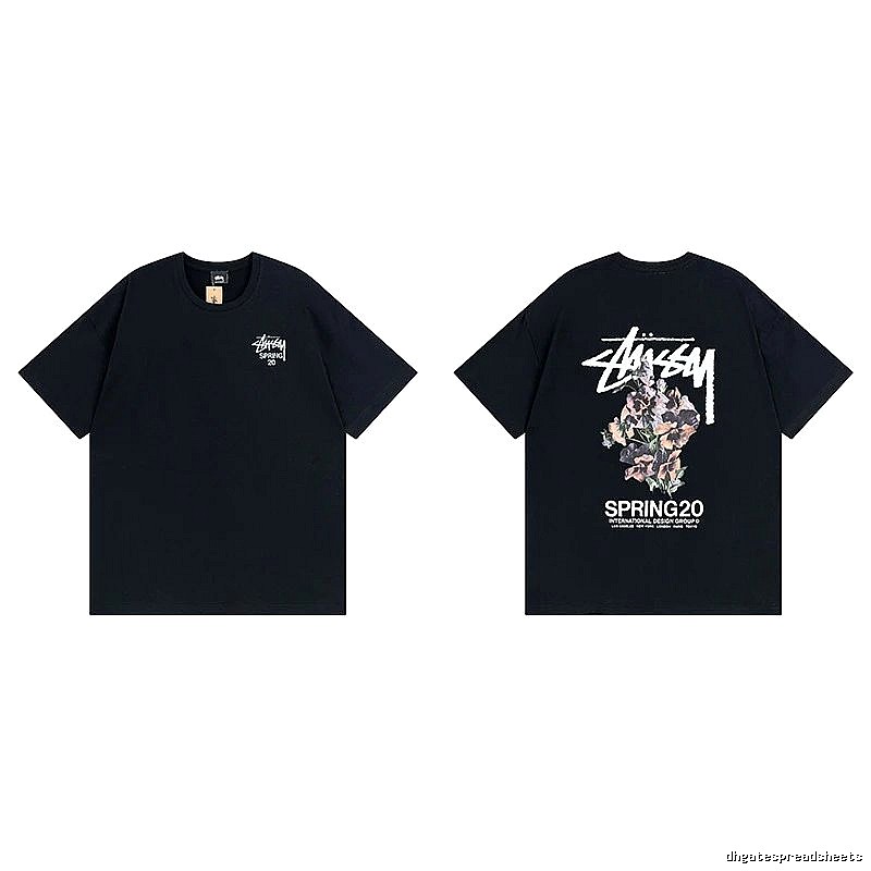 Stussy Black Spider Graphic T-Shirt Warm Weather Logo