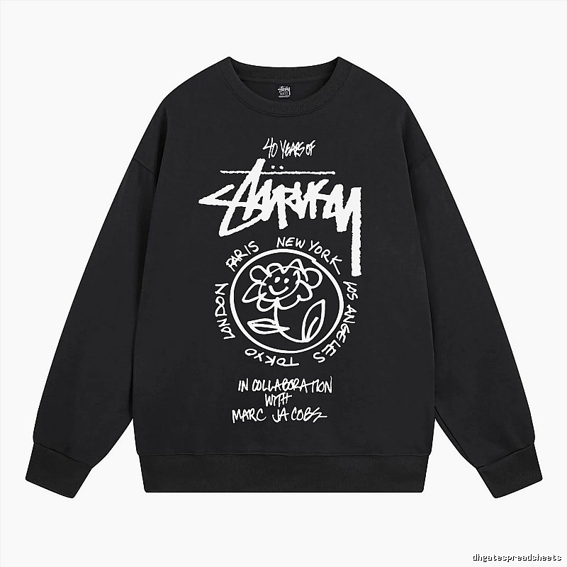 Stussy Black Style 539 Graphic SweatShirt Campus Look
