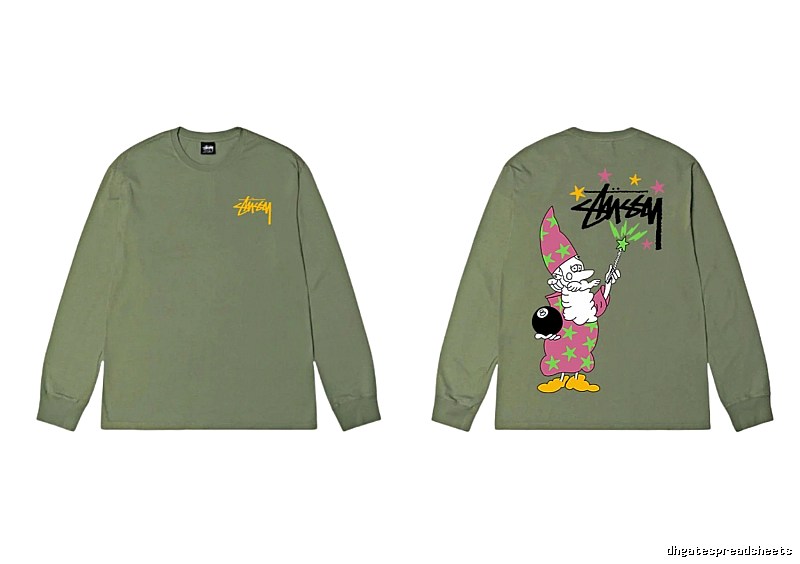 Stussy Cartoon Fun Style Olive Green Sweatshirt