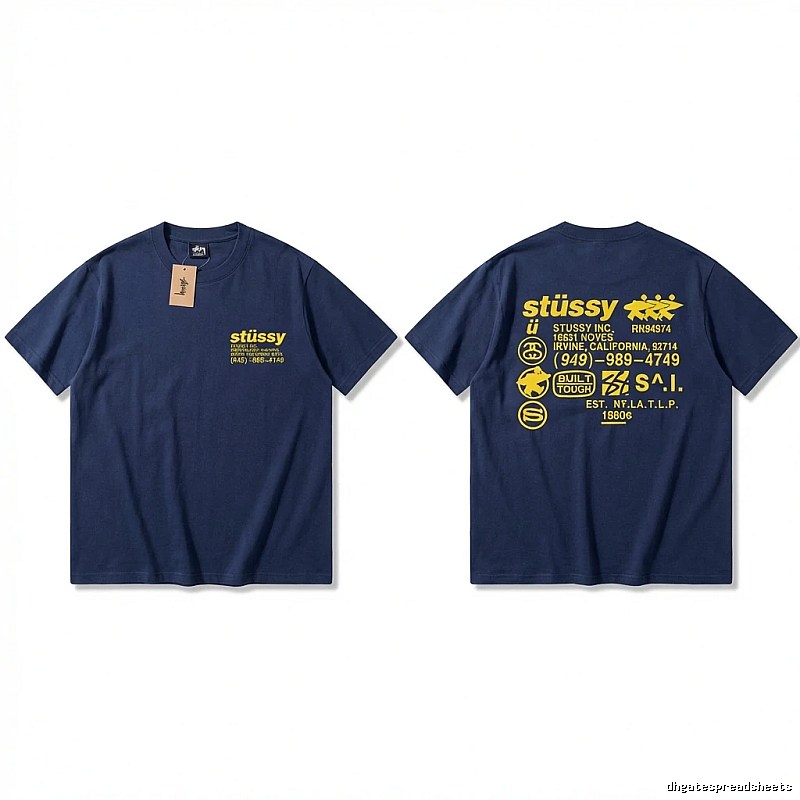 Stussy classic style trendy dark blue T-shirt