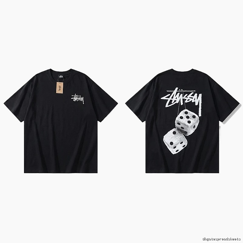 Stussy Dice Trendy and Cool Style Black T-shirt