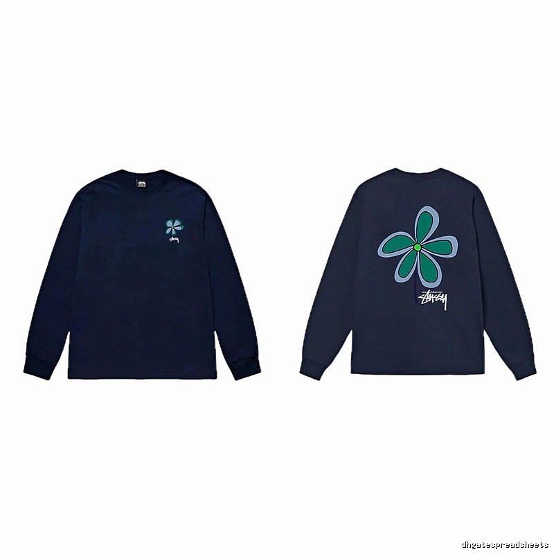 Stussy Floral Series Casual Style Navy Long-Sleeve