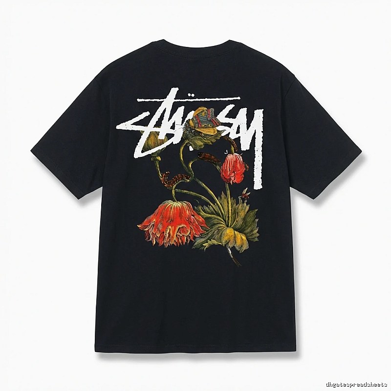 Stussy Floral Style Black T-shirt