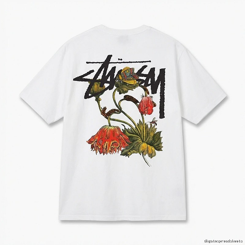 Stussy floral-style white T-shirt