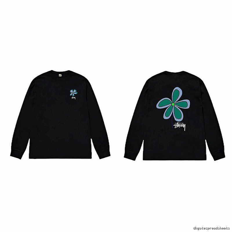 Stussy Flower Print Black Long-Sleeve